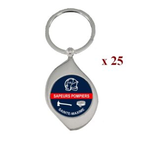 Lot de 25 Porte-clés personnalisés Sapeurs Pompiers 25M961SAP